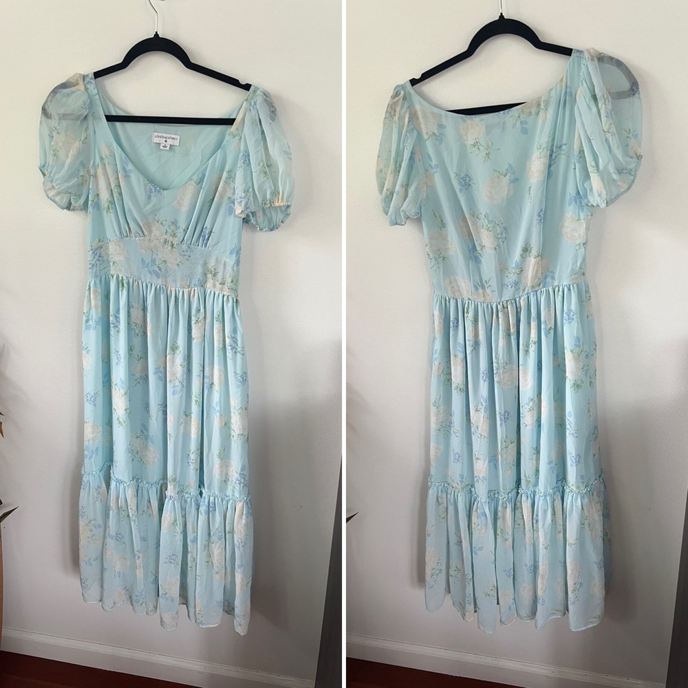 LoveShackFancy x Target Pale Blue Floral Chiffon Dress - Picture 2 of 2